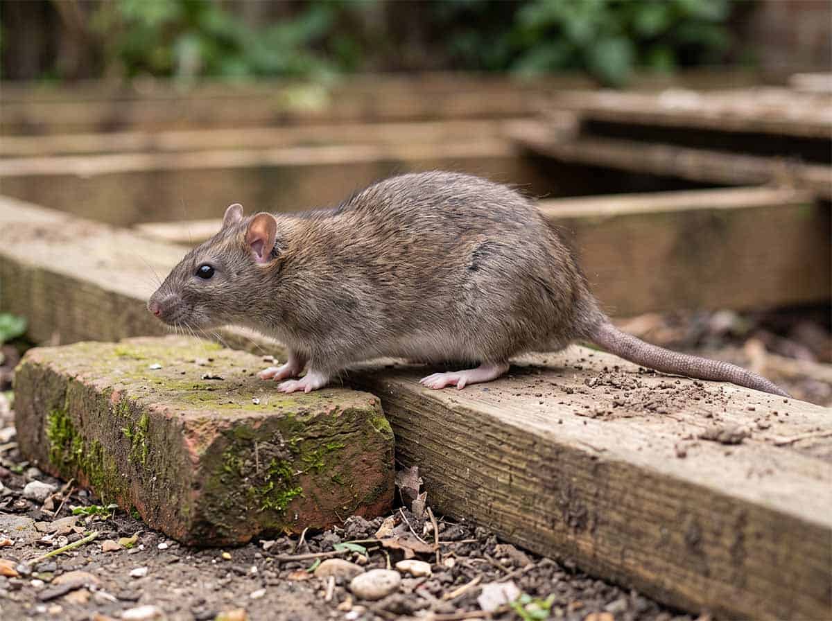 Brown (Norway) rat showing a blunt nose, small ears and a thick tail shorter than its body